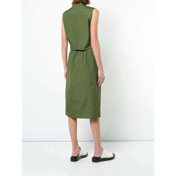 VINCE Cedar Green Rope Belted Cutout Back Utility Midi Dress - Picture 3 of 16